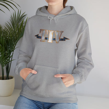 TIV Crew Logo Hoodie — Minimalist Metallic Graphic Pullover