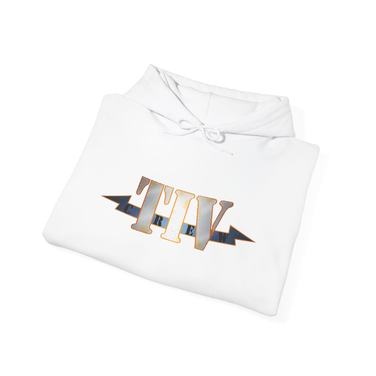 TIV Crew Logo Hoodie — Minimalist Metallic Graphic Pullover