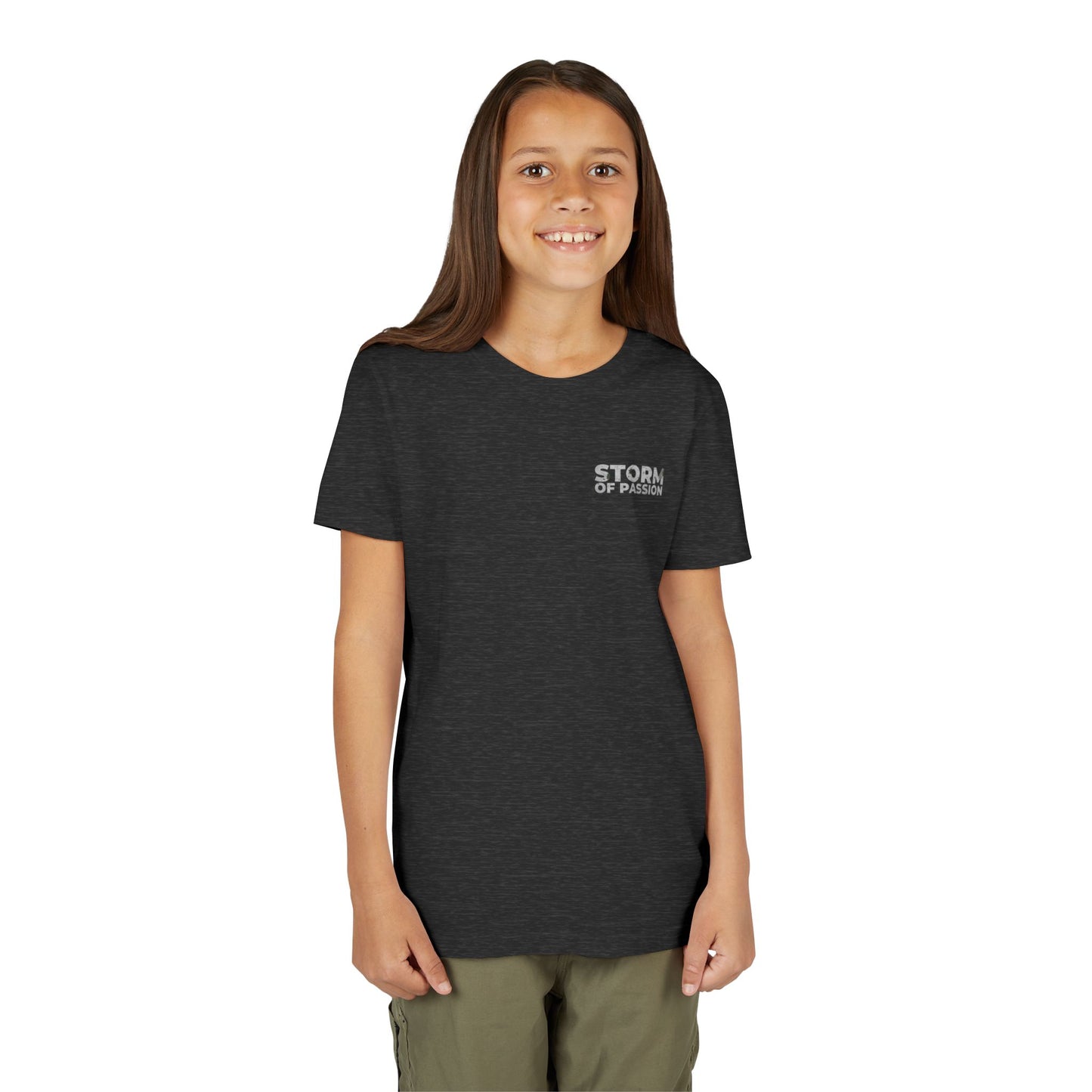 Youth Tee - 'STORM OF PASSION' Small Chest Graphic Kids Shirt