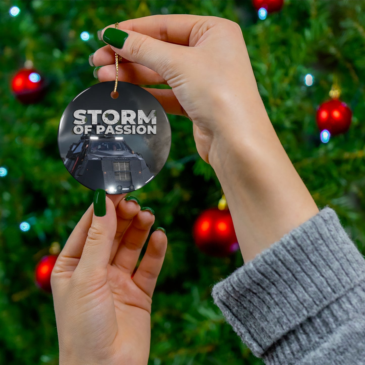 Storm of Passion Ceramic Ornament — TIV Graphic Holiday Decoration