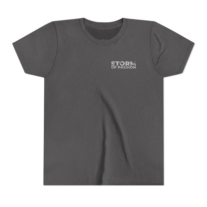 Youth Tee - 'STORM OF PASSION' Small Chest Graphic Kids Shirt
