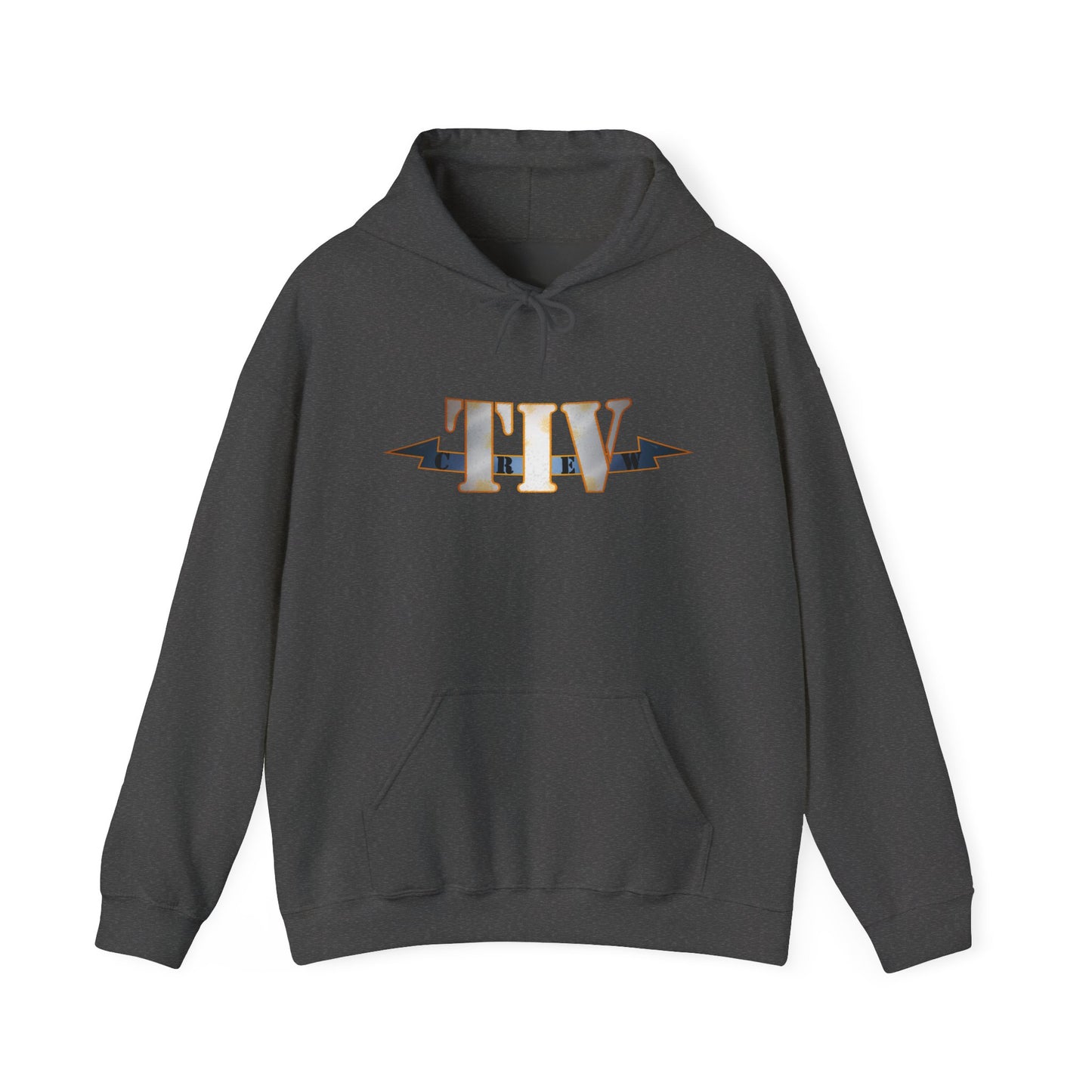 TIV Crew Logo Hoodie — Minimalist Metallic Graphic Pullover