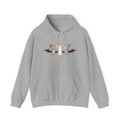 TIV Crew Logo Hoodie — Minimalist Metallic Graphic Pullover