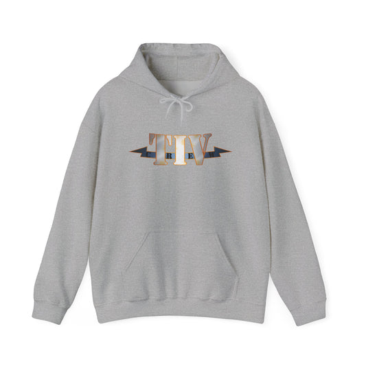 TIV Crew Logo Hoodie — Minimalist Metallic Graphic Pullover