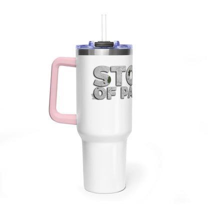 40oz Vacuum Tumbler — 'Storm of Passion' Bold Stone Text Travel Mug