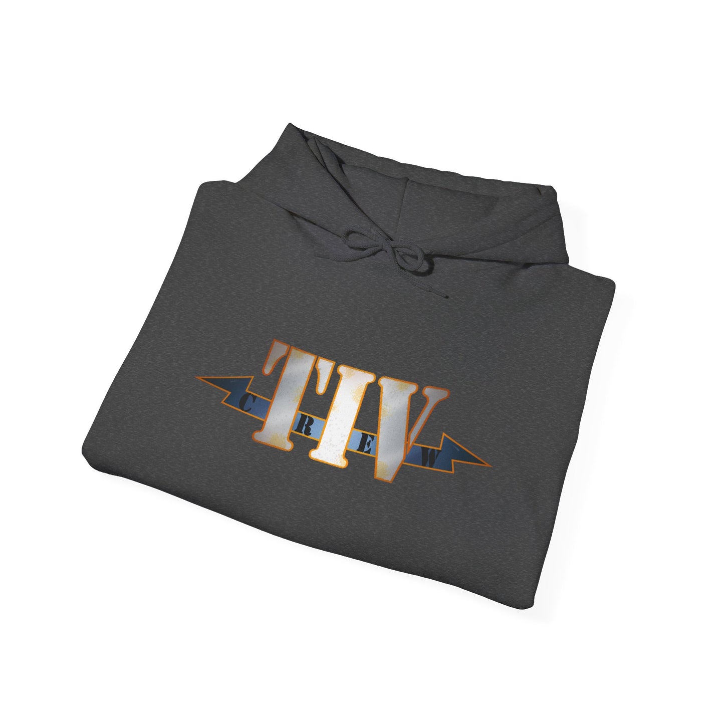 TIV Crew Logo Hoodie — Minimalist Metallic Graphic Pullover