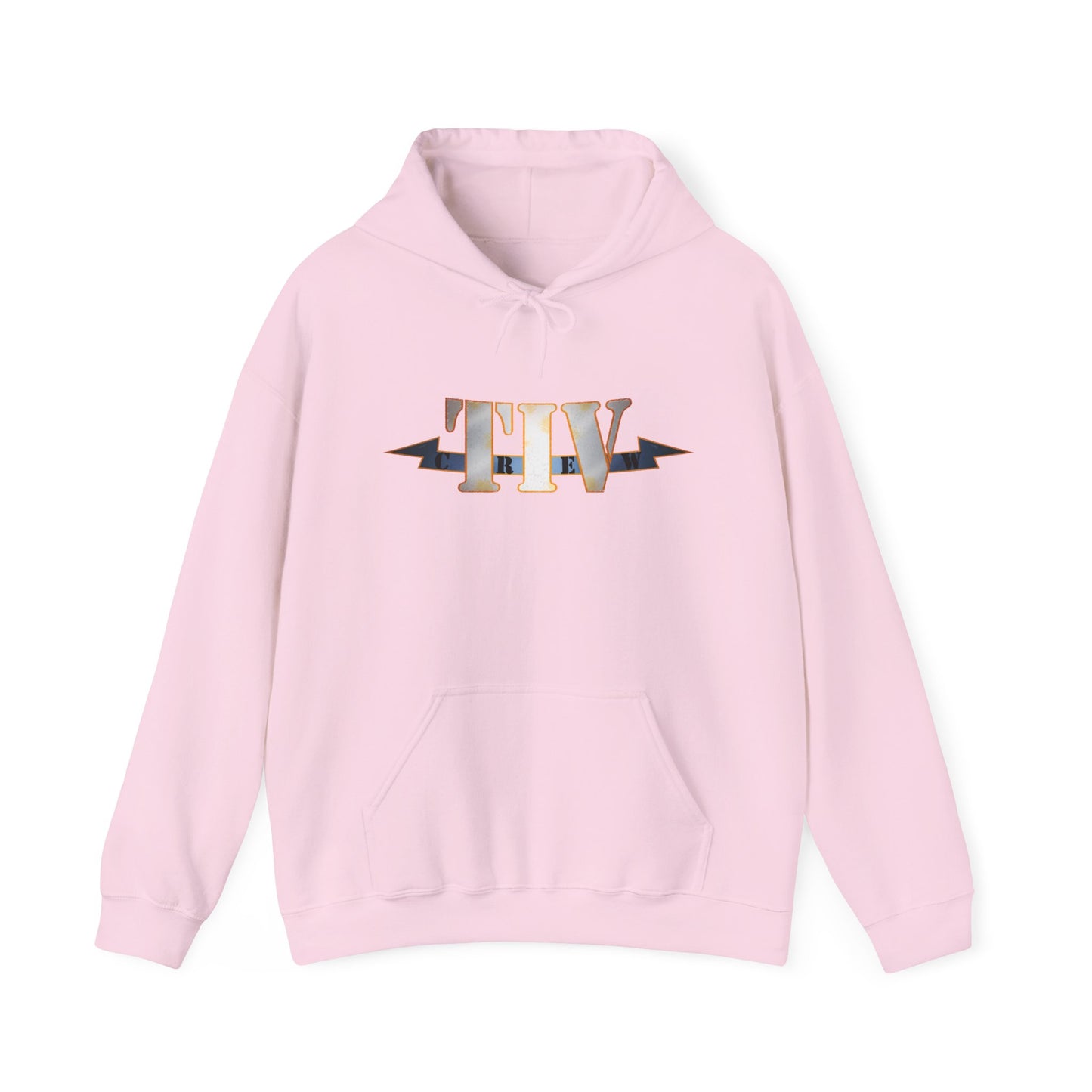 TIV Crew Logo Hoodie — Minimalist Metallic Graphic Pullover