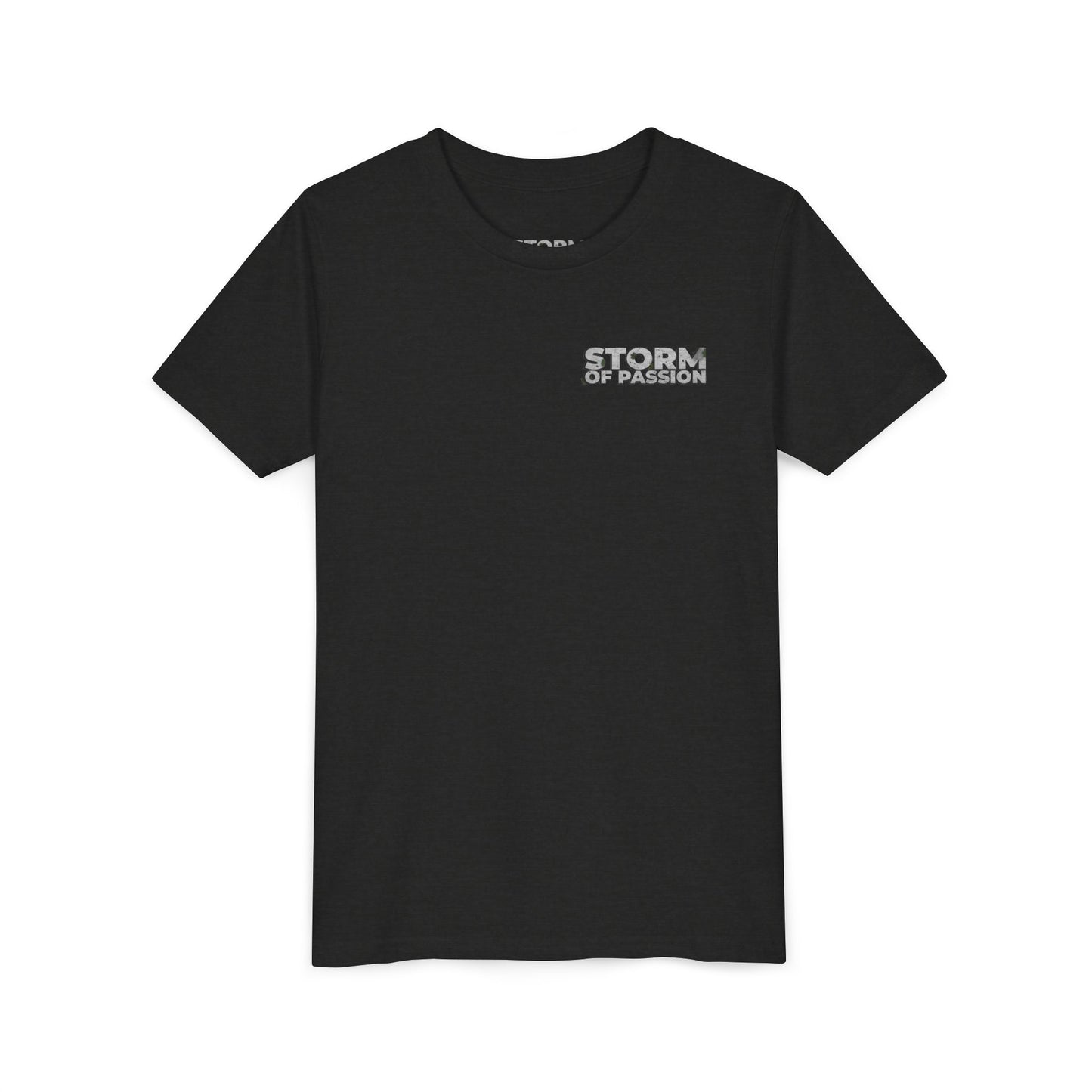 Youth Tee - 'STORM OF PASSION' Small Chest Graphic Kids Shirt