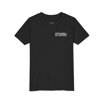 Youth Tee - 'STORM OF PASSION' Small Chest Graphic Kids Shirt