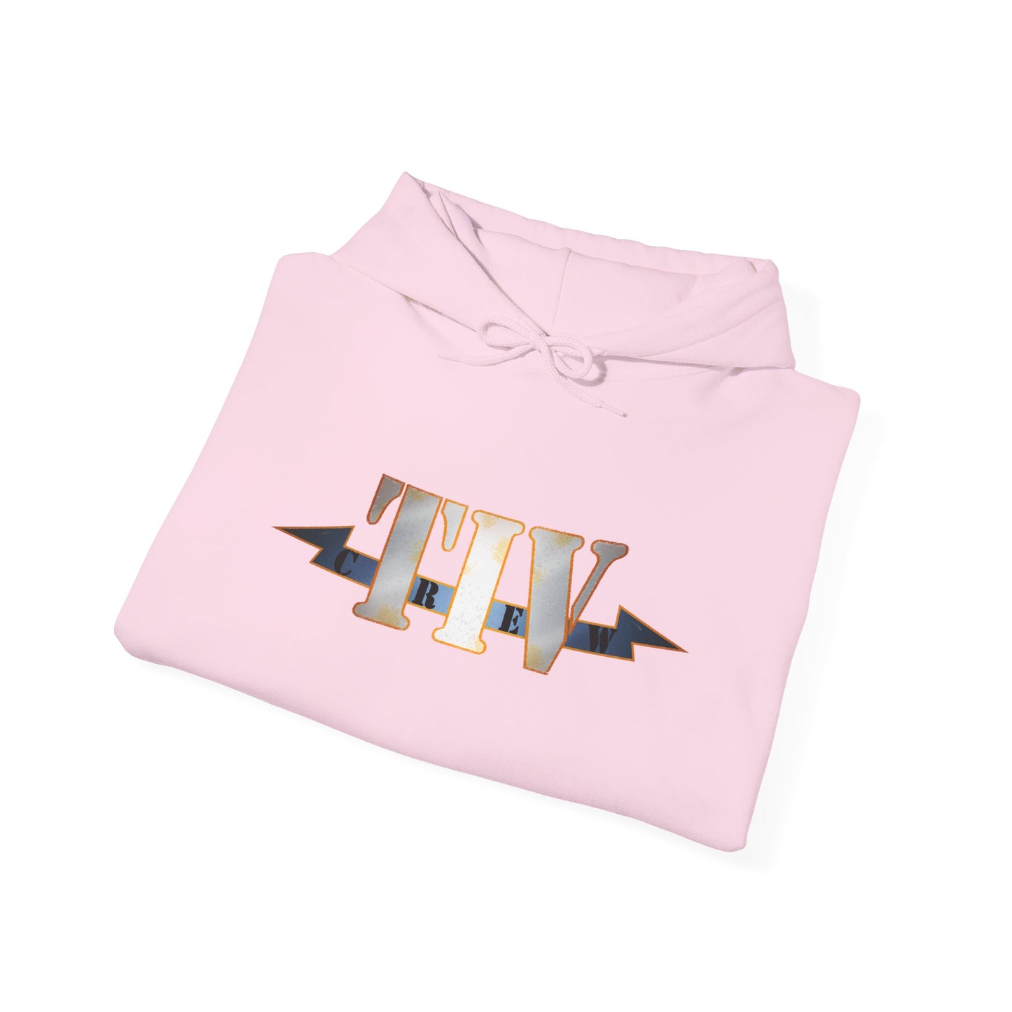 TIV Crew Logo Hoodie — Minimalist Metallic Graphic Pullover
