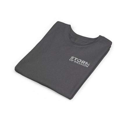 Youth Tee - 'STORM OF PASSION' Small Chest Graphic Kids Shirt