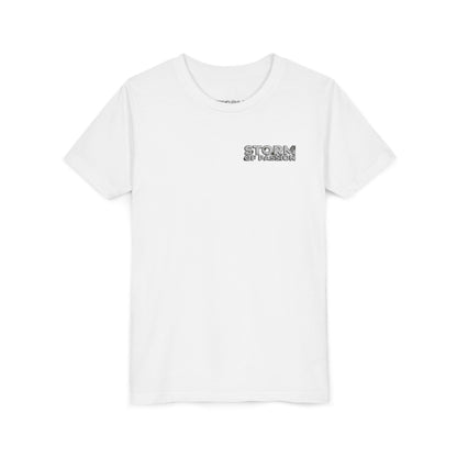 Youth Tee - 'STORM OF PASSION' Small Chest Graphic Kids Shirt