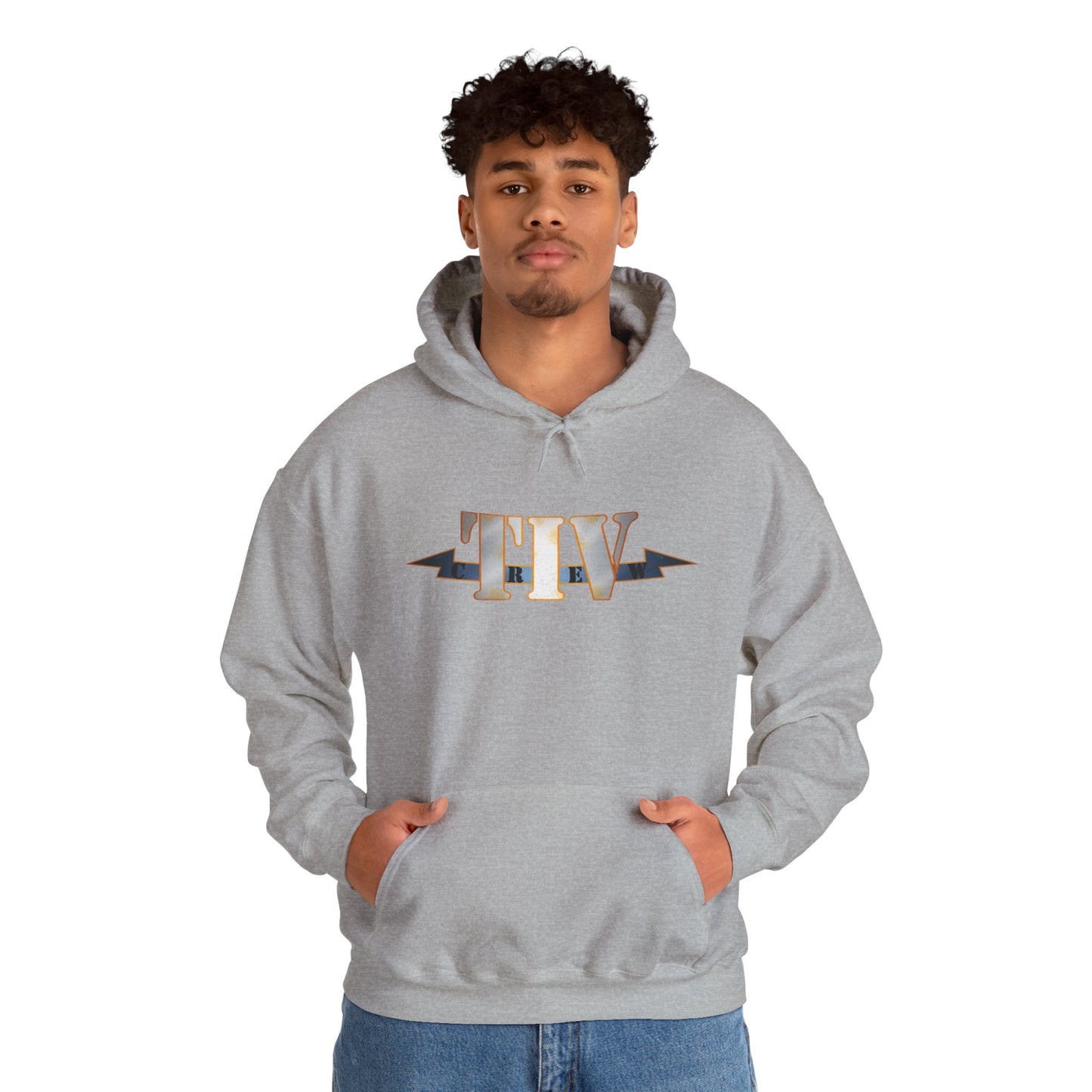 TIV Crew Logo Hoodie — Minimalist Metallic Graphic Pullover