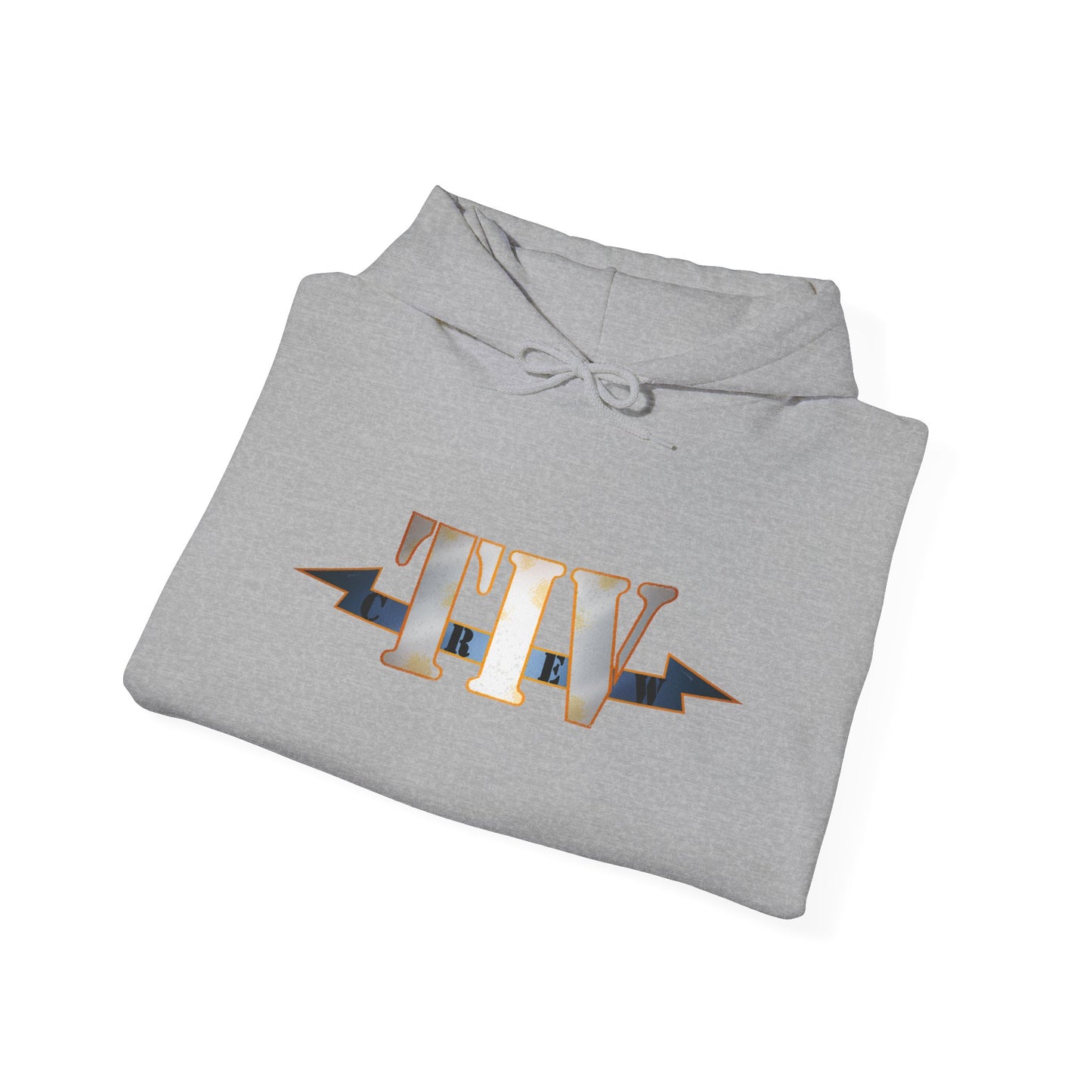 TIV Crew Logo Hoodie — Minimalist Metallic Graphic Pullover