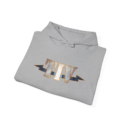 TIV Crew Logo Hoodie — Minimalist Metallic Graphic Pullover