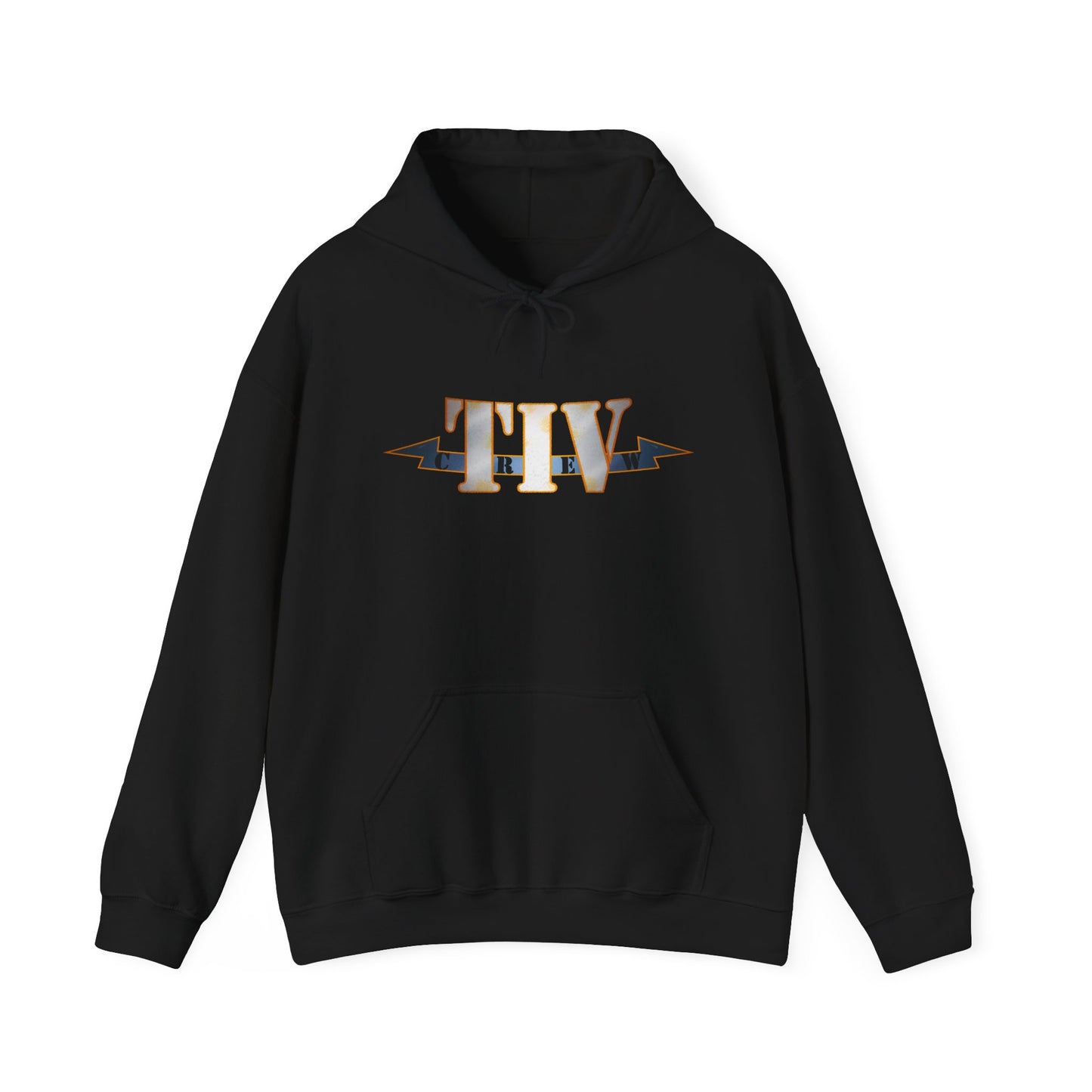 TIV Crew Logo Hoodie — Minimalist Metallic Graphic Pullover