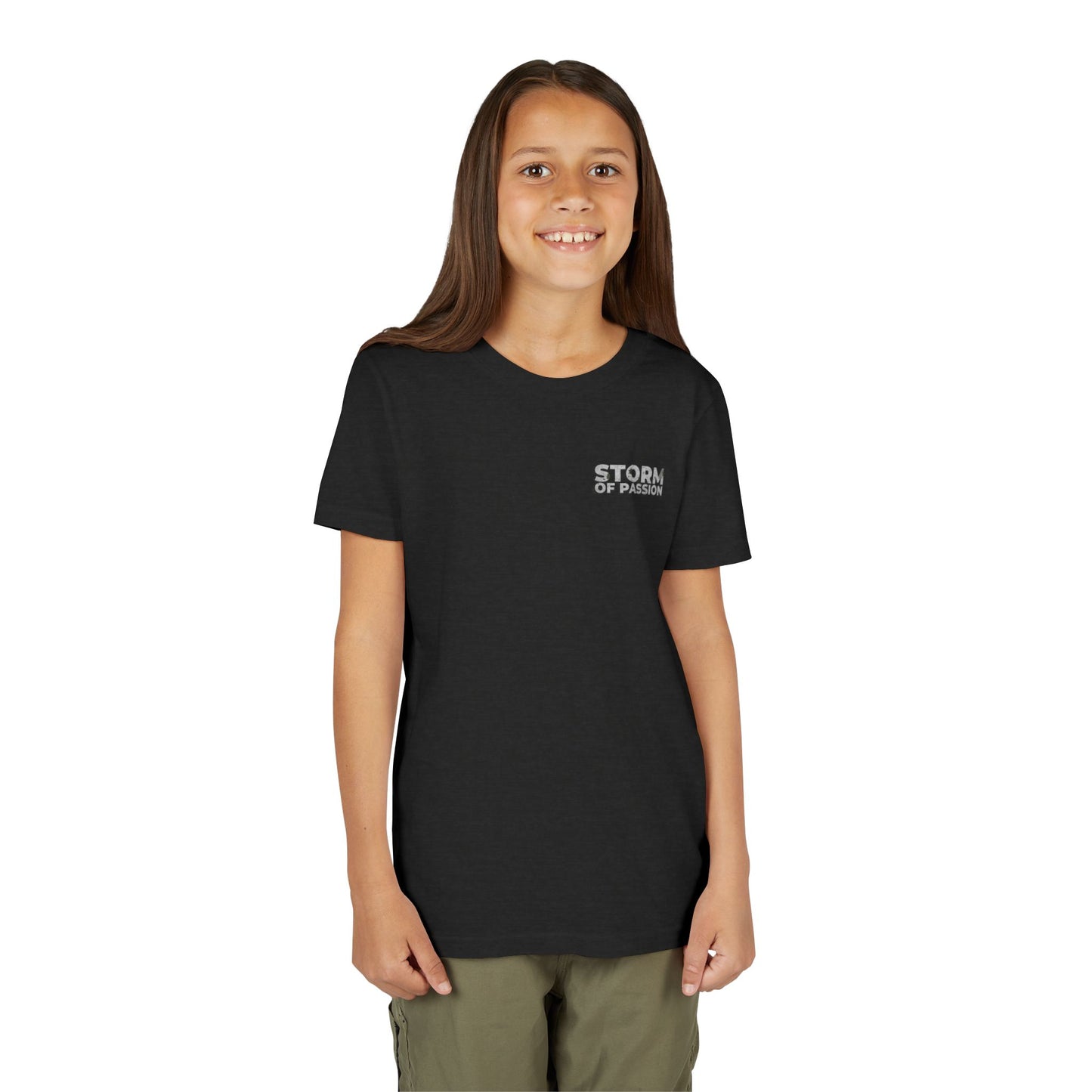 Youth Tee - 'STORM OF PASSION' Small Chest Graphic Kids Shirt