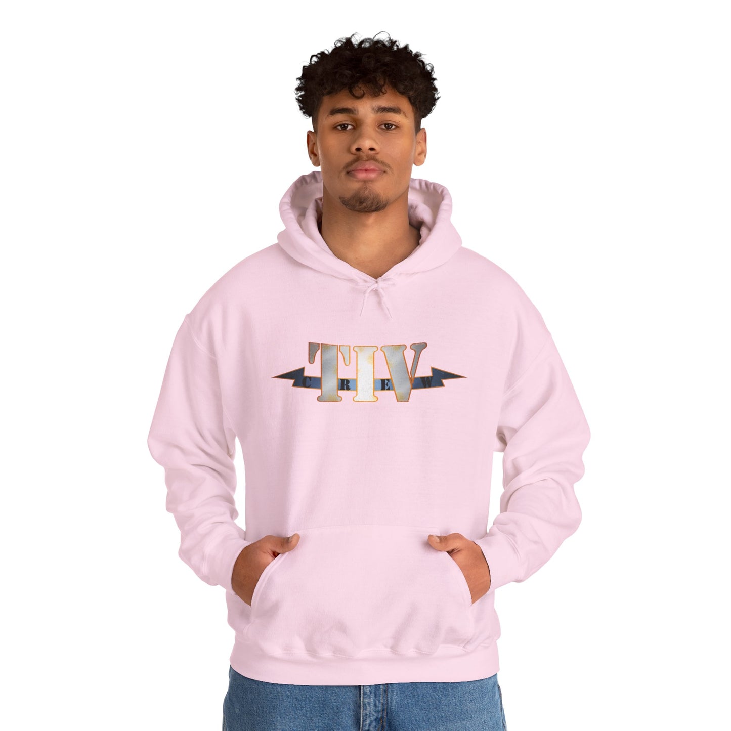 TIV Crew Logo Hoodie — Minimalist Metallic Graphic Pullover